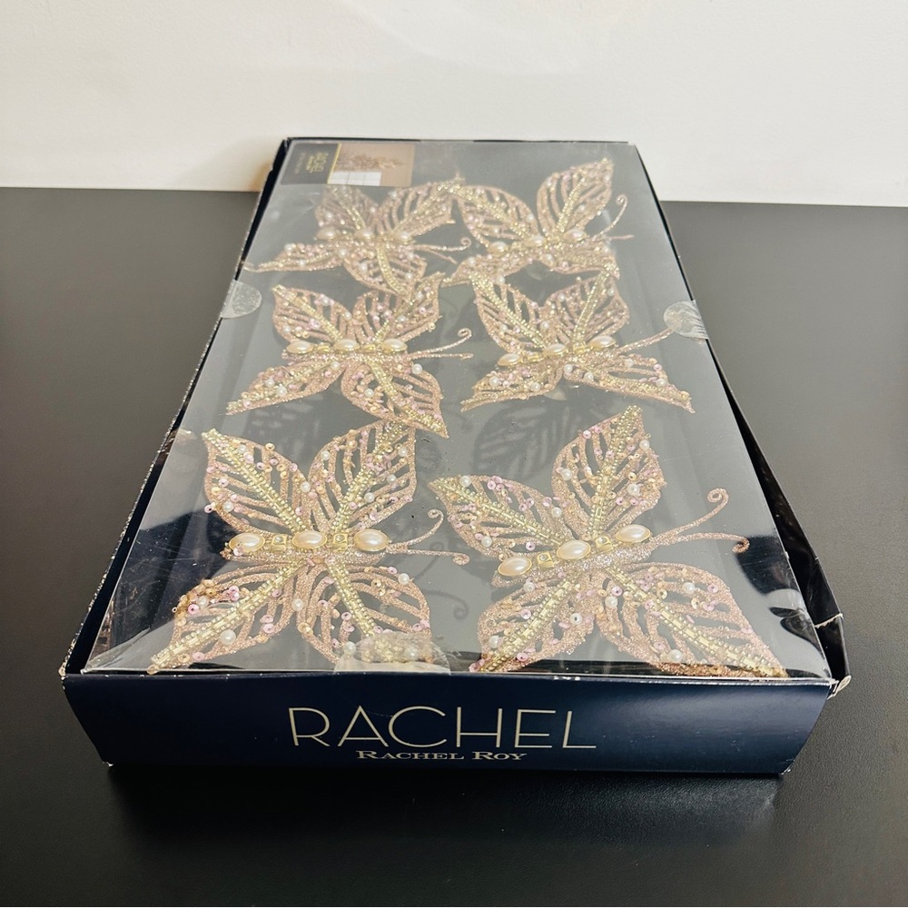 RACHEL Rachel Roy Gold- Colored Butterfly Tree Clip Ornaments NEW!4 - 4.5” - Picture 8 of 10